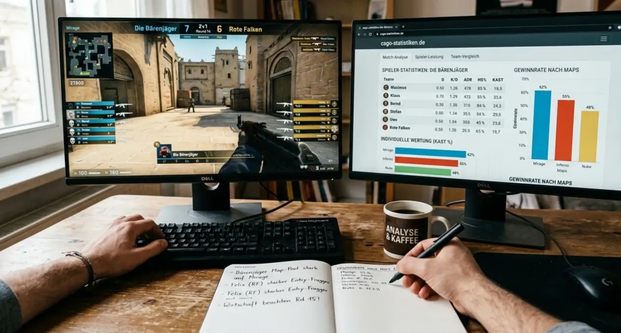 CS:GO Sportwetten – Profi-Match Analyse auf dem Monitor